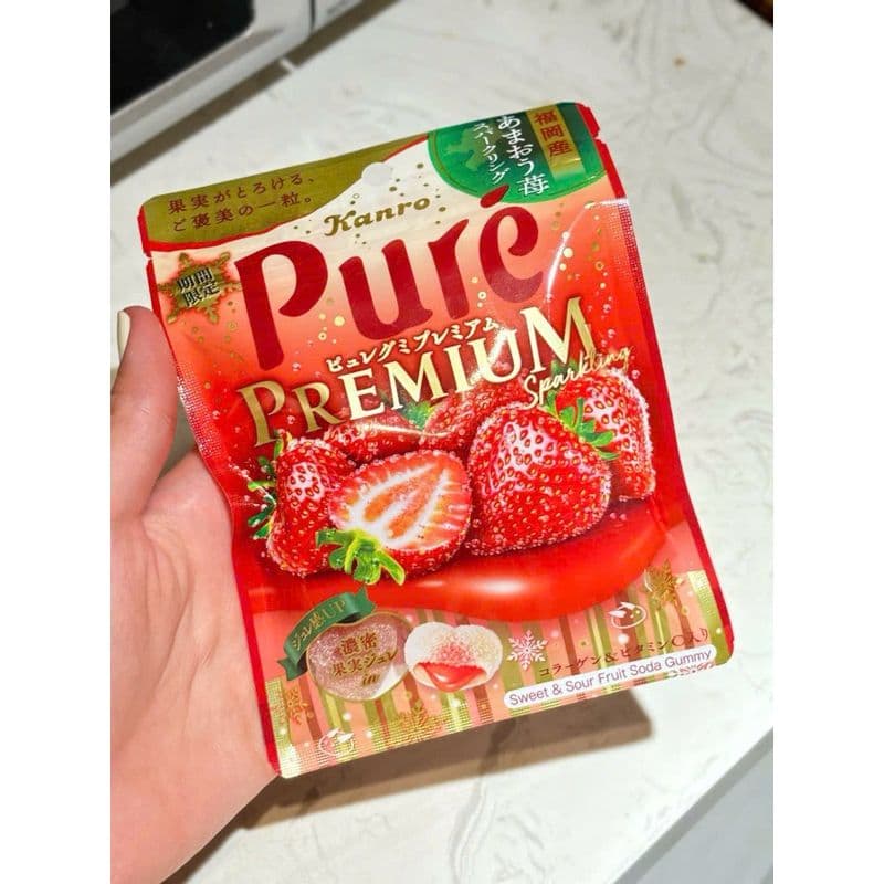 Kanro Pure - Kẹo dẻo trái cây vị Chanh Vàng/Dâu/Đào 56g xách tay Japan  Dâu